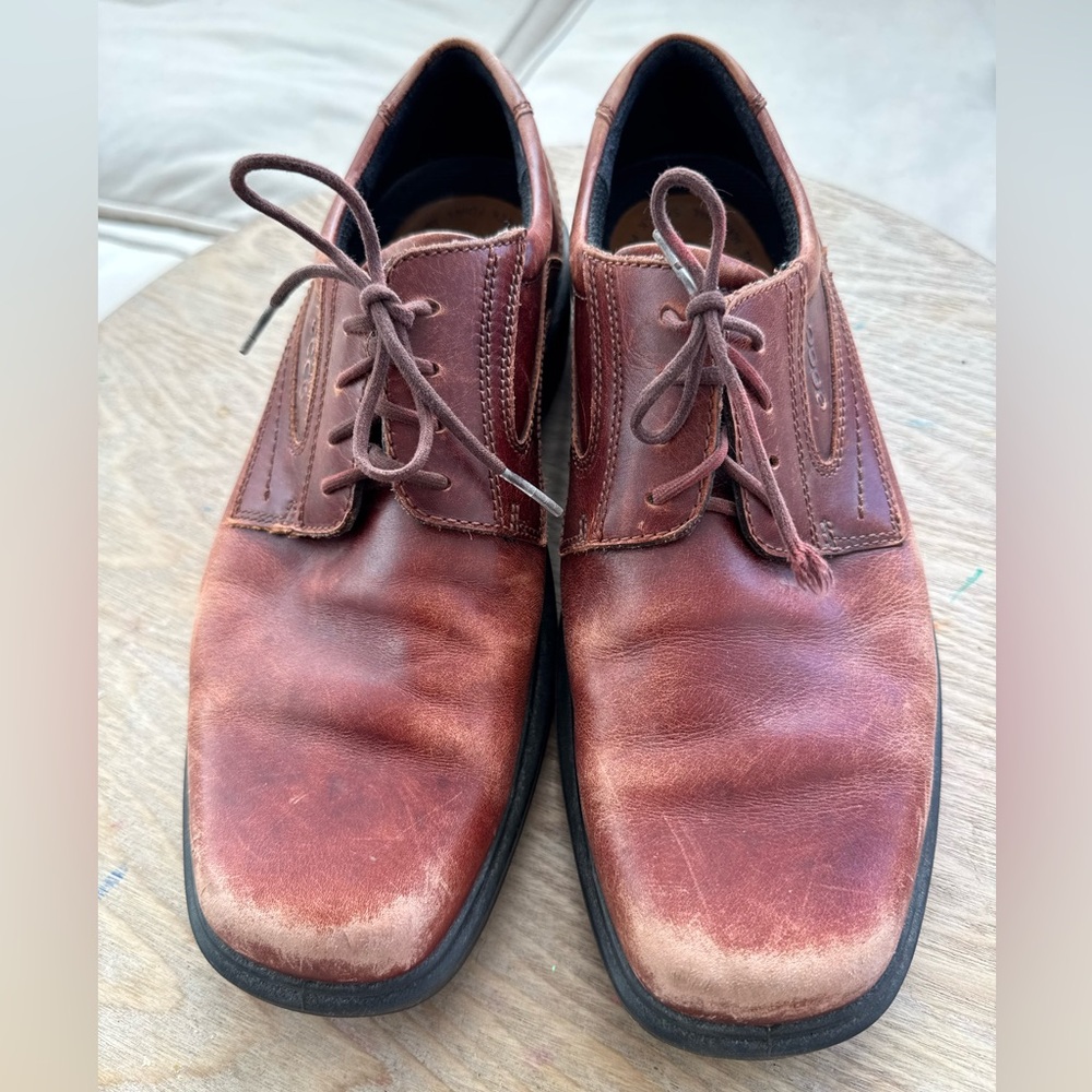 ECCO Brown Leather Plain Toe Oxfords Size 43